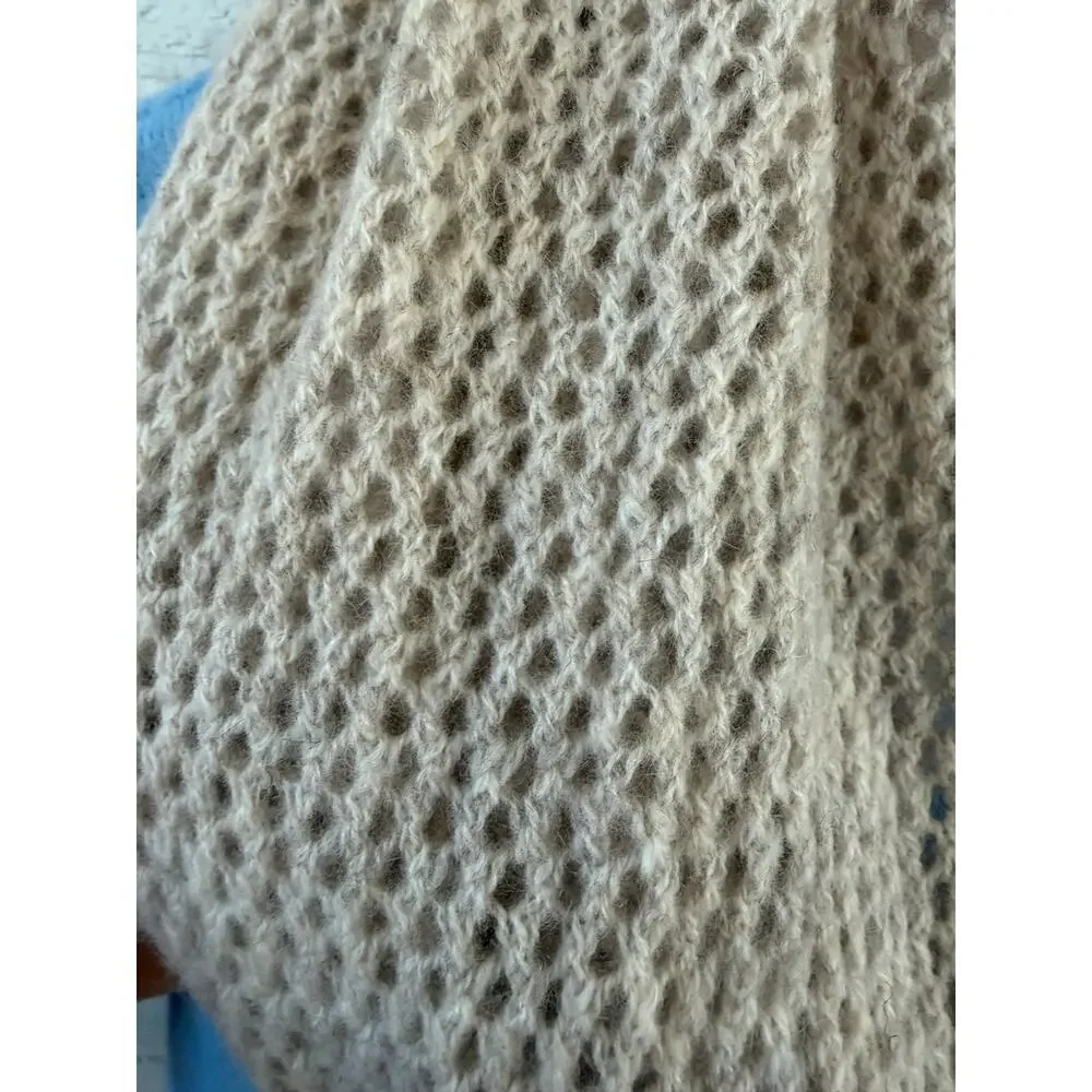 Phenix 100% Cashmere Knit Infinity Scarf Oatmeal Beige Luxury Soft Scarf